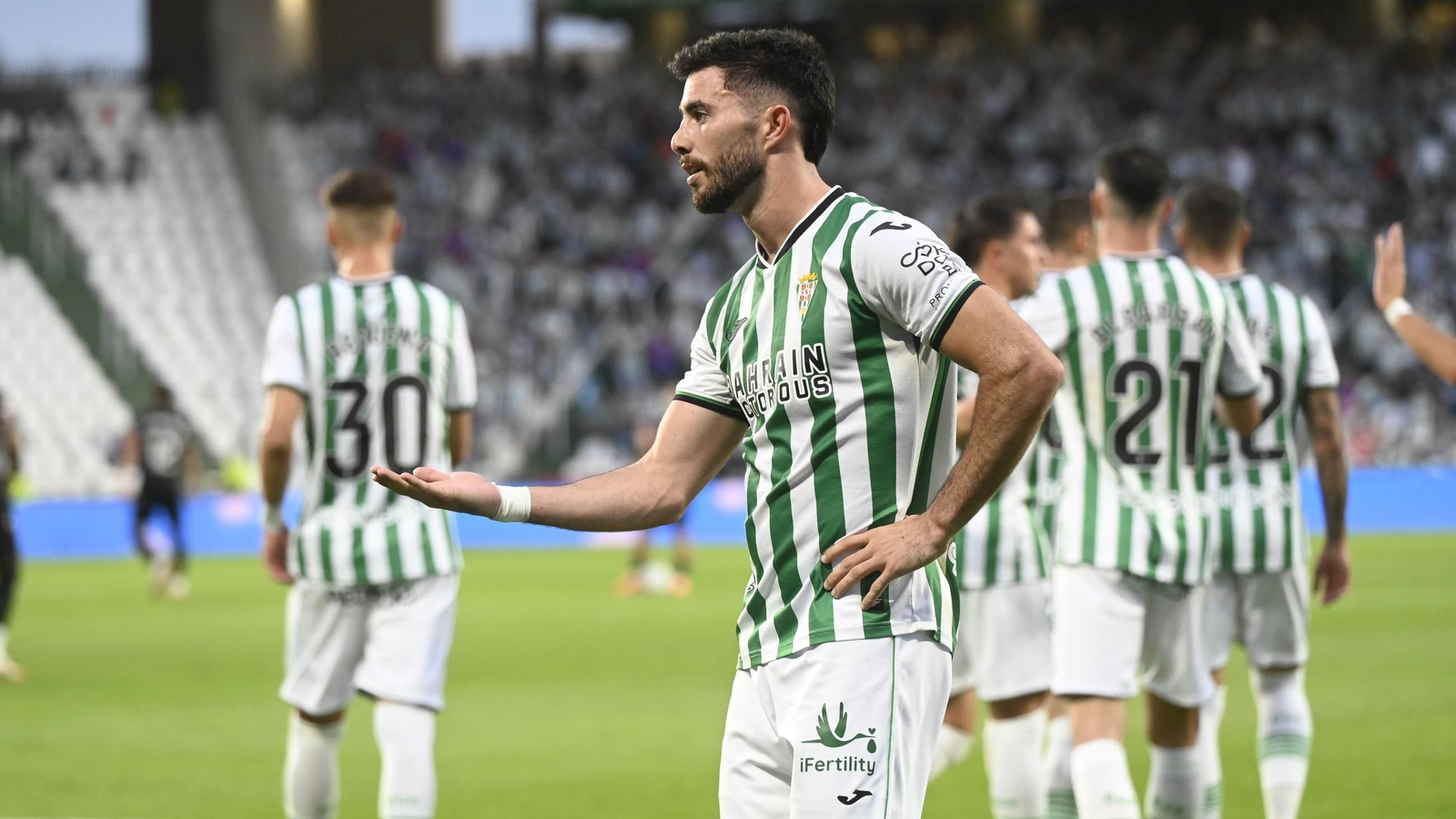 Jacobo celebra el gol del Córdoba CF al Almería.