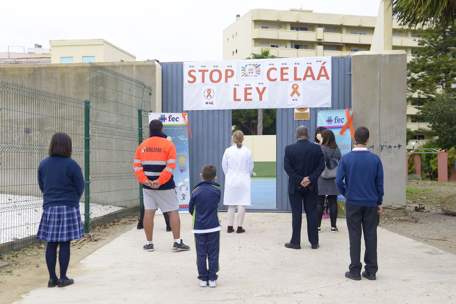 Protesta contra la ley Celaá en un colegio concertado.