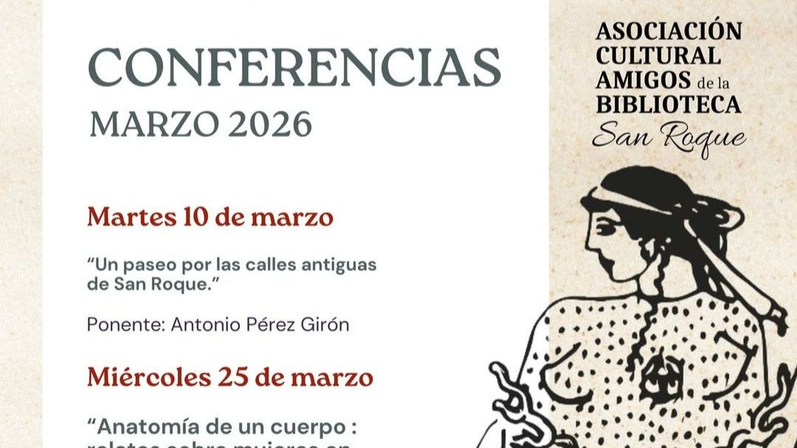 Conferencias de la Asociación Cultural Amigos de la Biblioteca en San Roque