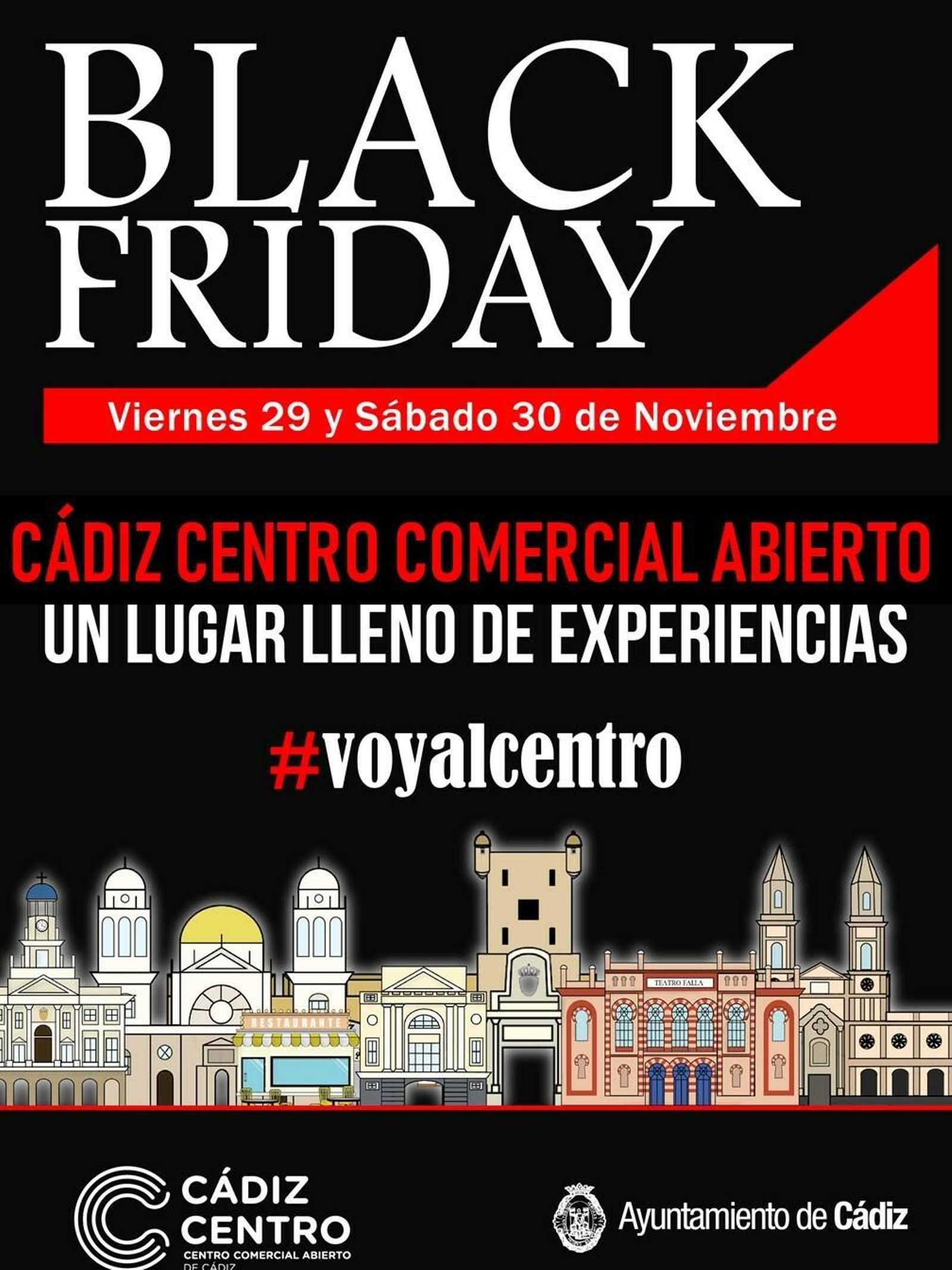 El cartel del Black Friday de Cádiz Centro Comercial Abierto.