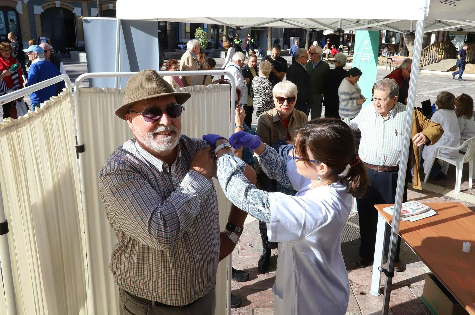Punto de vacunación en la plaza de las Monjas, el pasado día 5.