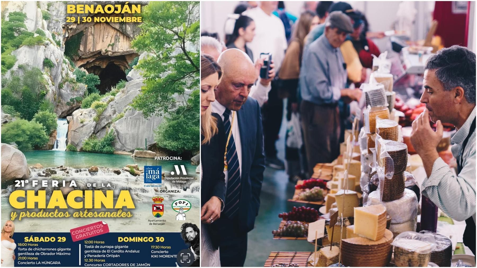 Cartel de la Feria de la Chacina de Benaoján y una edición anterior.