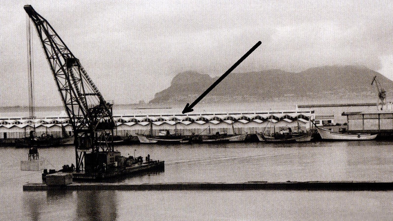 Tercera lonja o “lonja nueva” construida en el puerto de Algeciras en la prolongación del muelle pesquero entre 1967 y 1970.