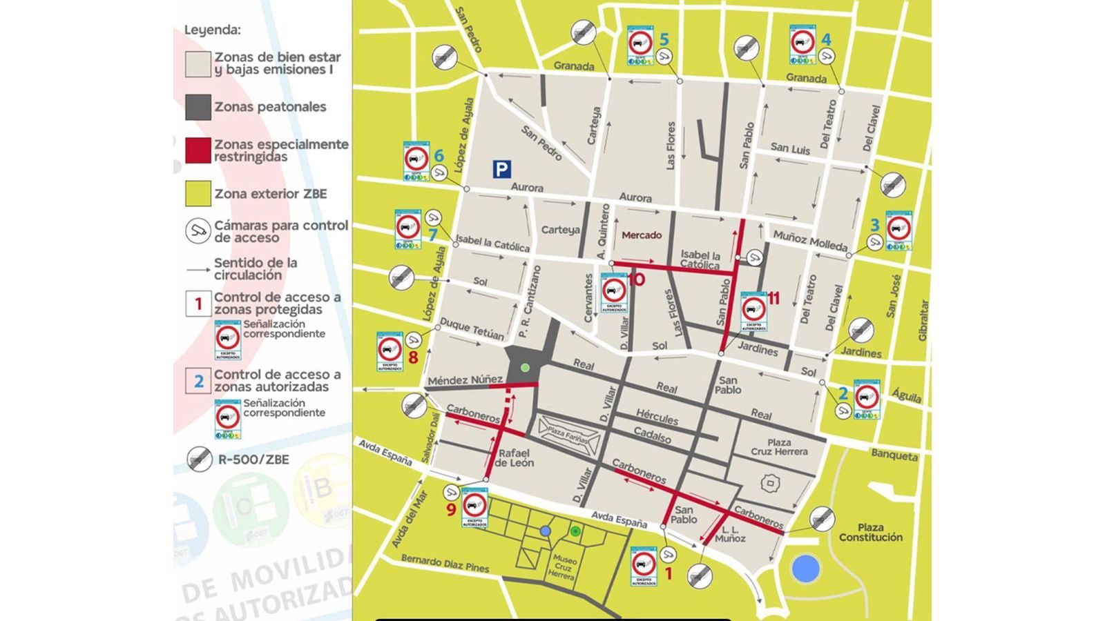 El plano de la Zona de Bajas Emisiones de La Línea.