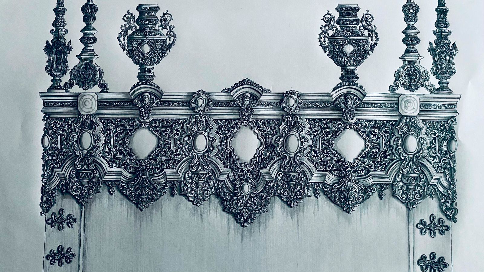 Detalle de las jarras, los basamentos de los varales y respiraderos