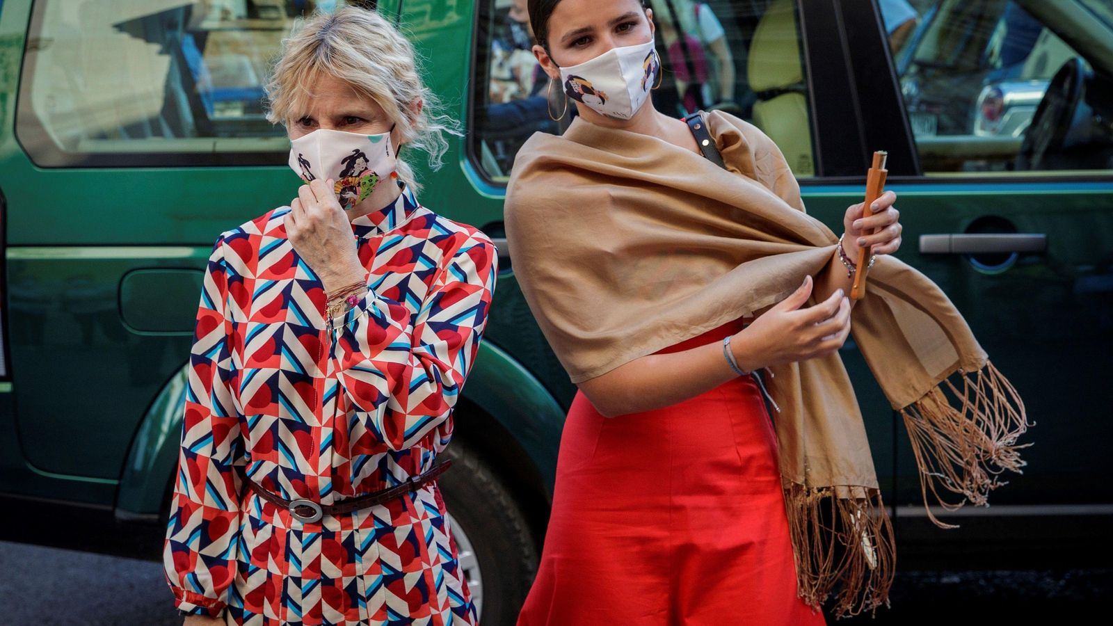 Eugenia Martínez de Irujo y Tania Rivera, en el bautizo celebrado en Sevilla de la futura duquesa de Alba.