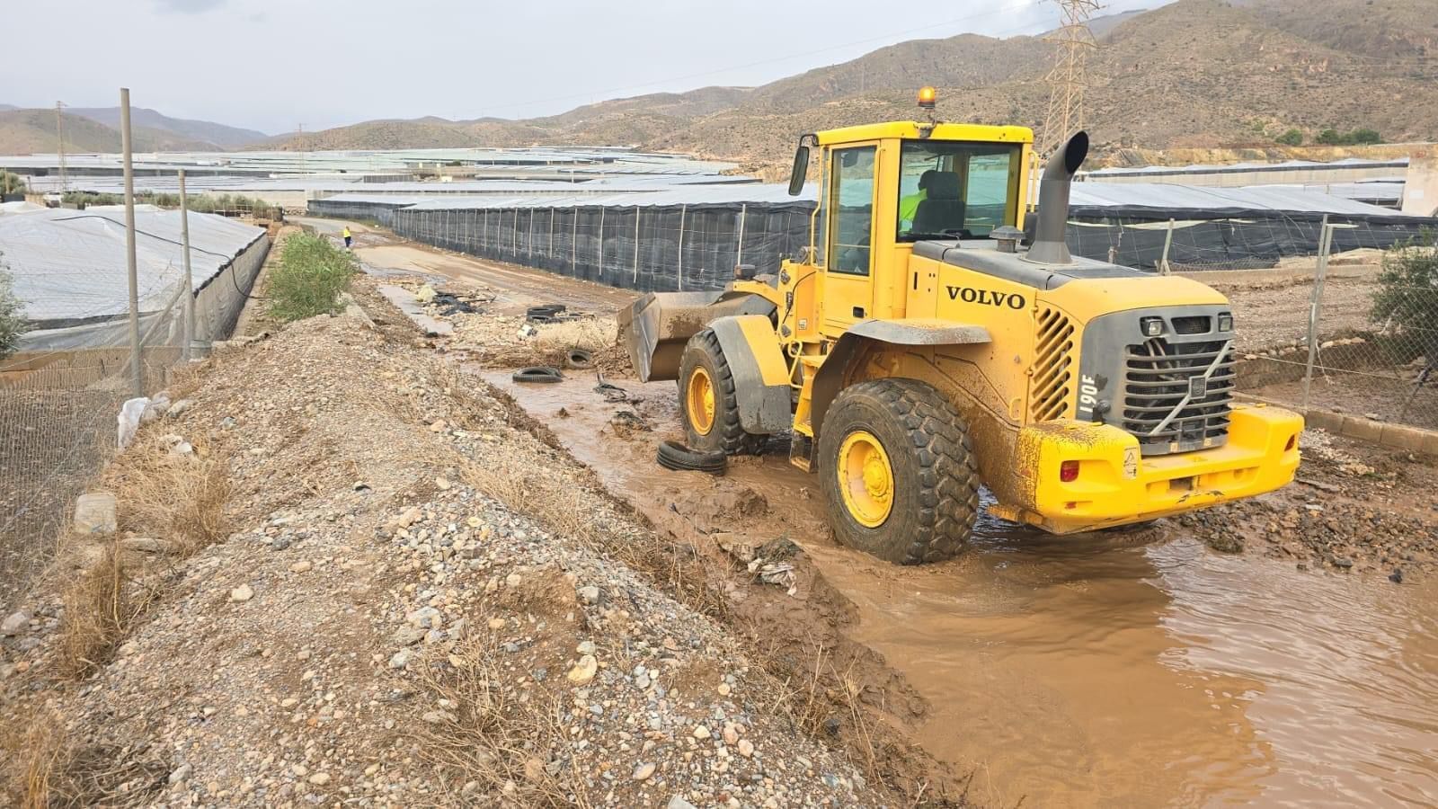 Trabajos de limpieza de caminos rurales en El Ejido afectados por la DANA.
