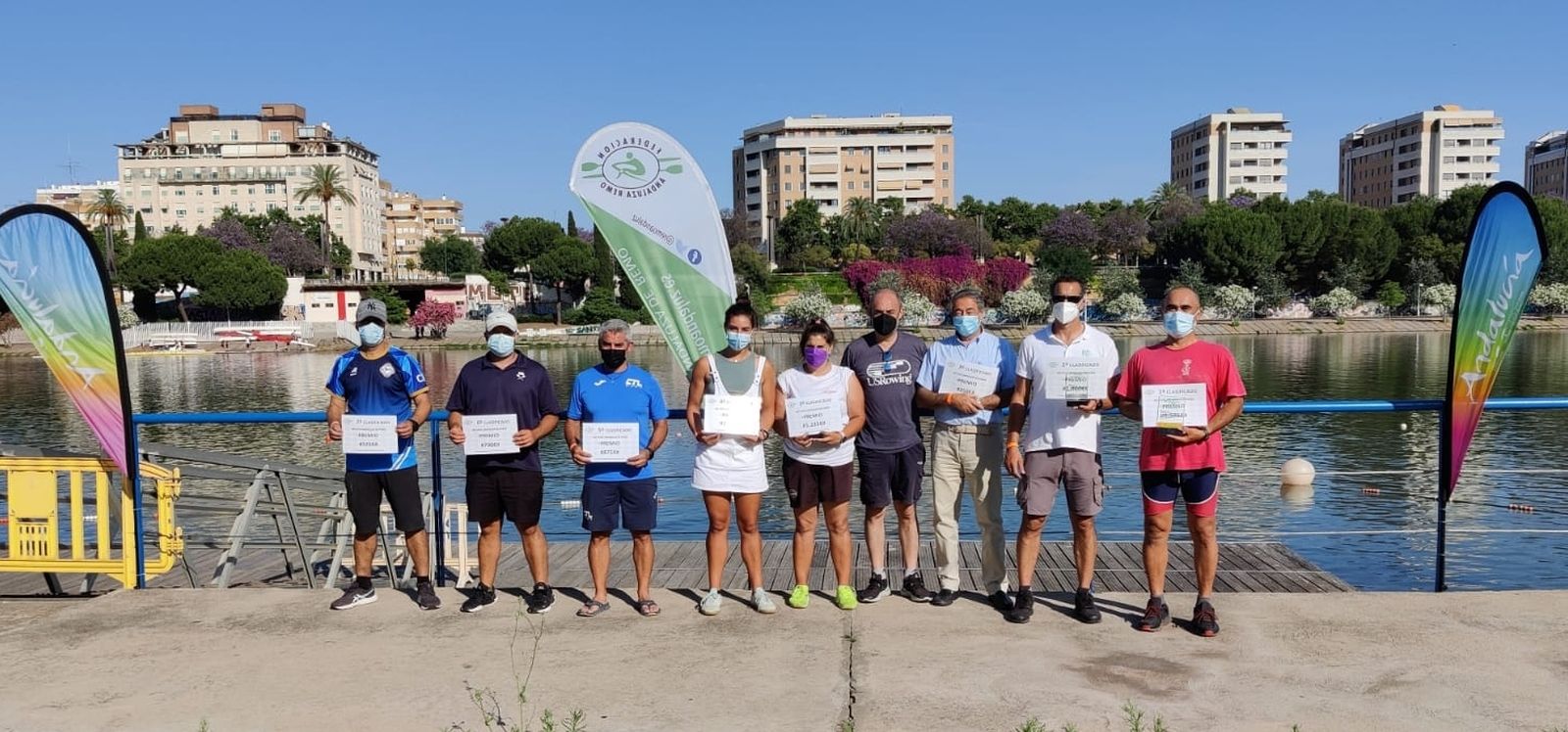 Podio de la quinta regata Copa de Andalucía y del Campeonato de Andalucía de Veteranos.