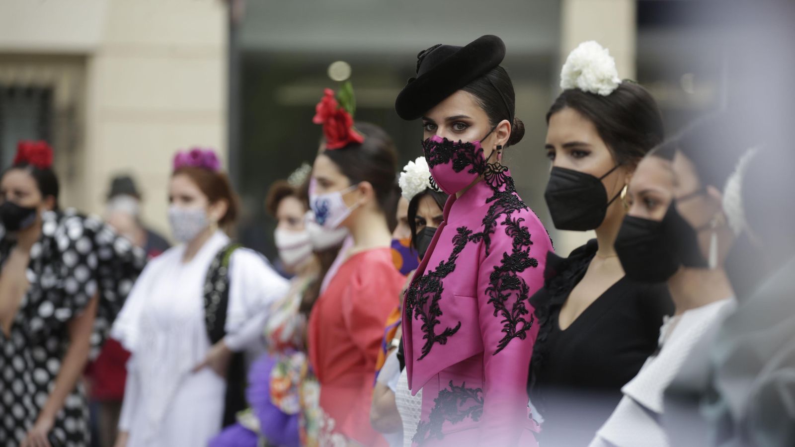 Una imagen de la movilización del sector de la moda flamenca para reclamar ayudas. Una imagen de la movilización del sector de la moda flamenca para reclamar ayudas.