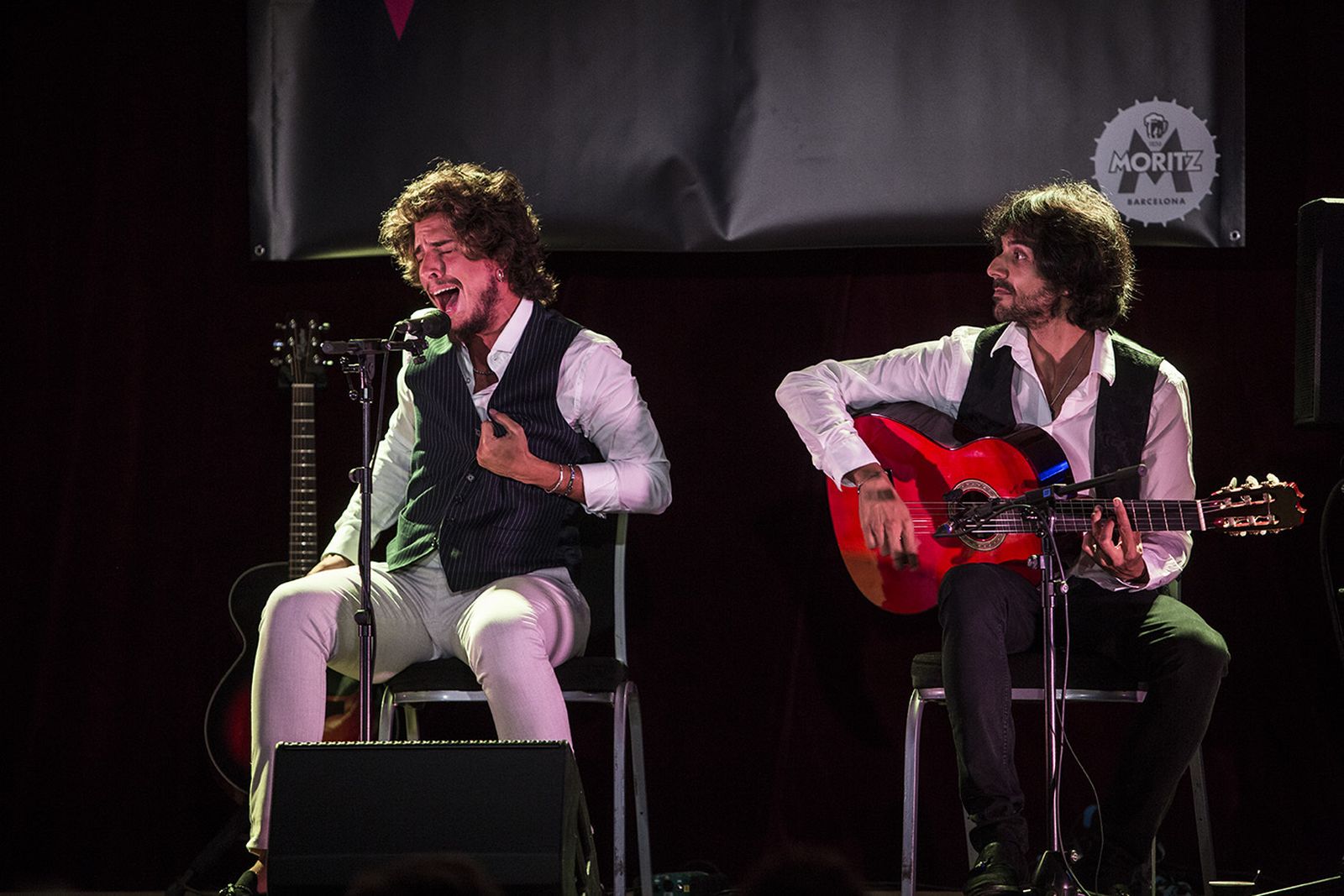 Kiki Morente y Juan Habichuela, en un momento de su intervención en el Flamenco On Fire de Pamplona.