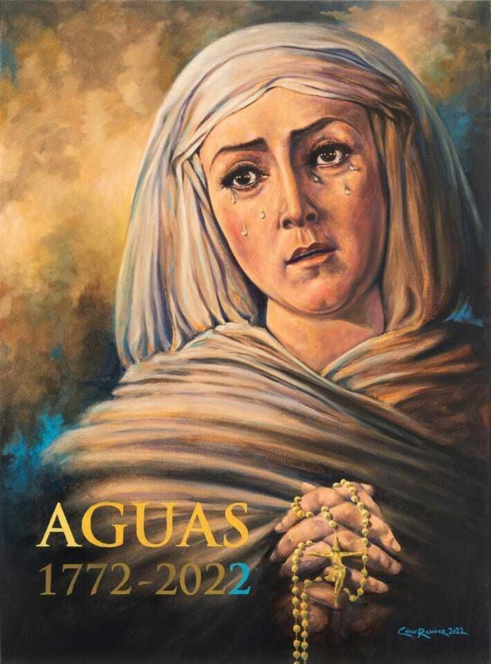 Cartel del 250 aniversario de la Virgen de las Aguas, obra de César Ramírez