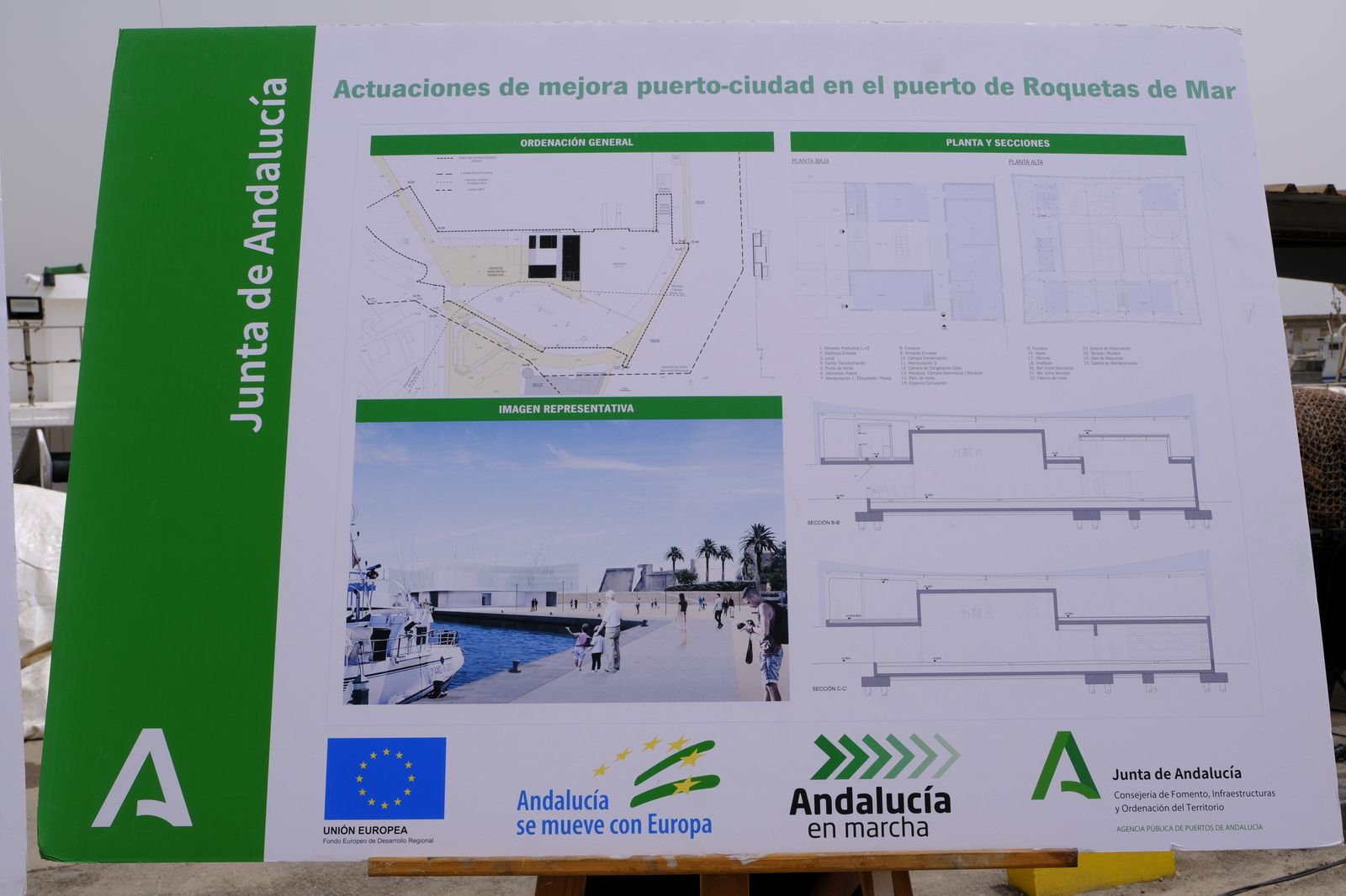 Primera piedra de la nueva lonja del Puerto Pesquero de Roquetas de Mar
