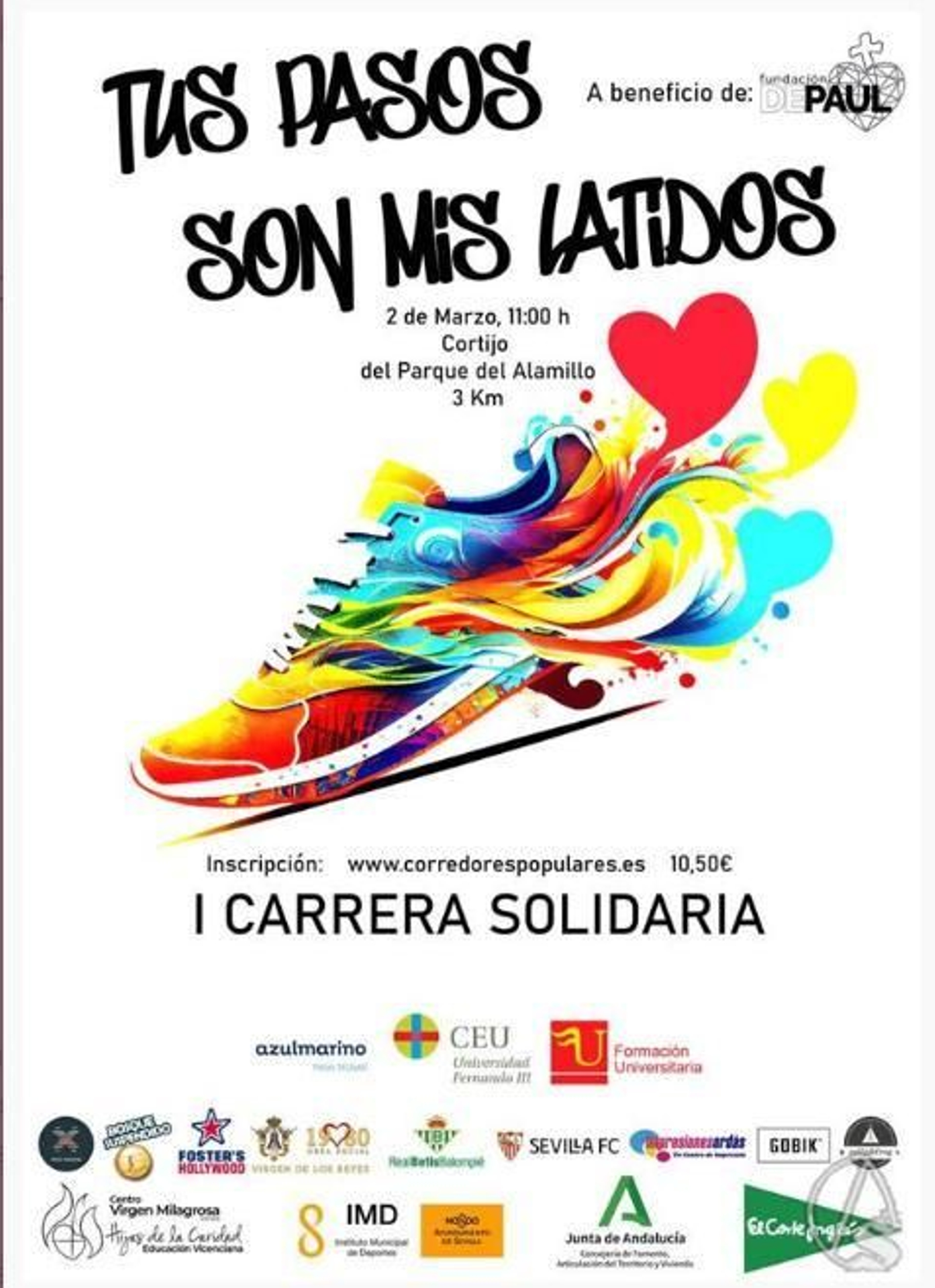 Cartel anunciador de la I Carrera Solidaria 'Tus pasos son mis latidos'.