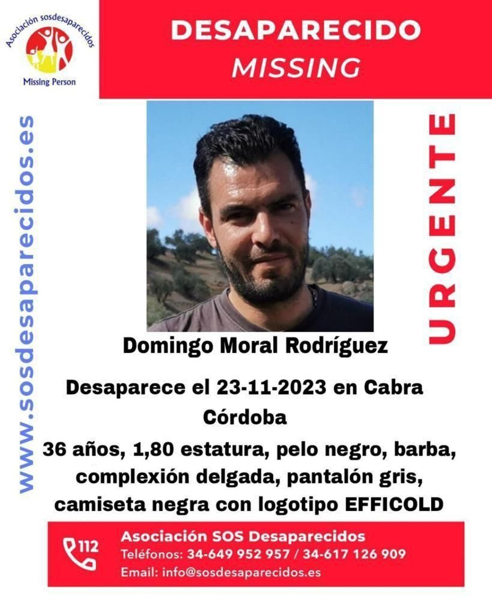 Aviso emitido por SOS Desaparecidos. Aviso emitido por SOS Desaparecidos.