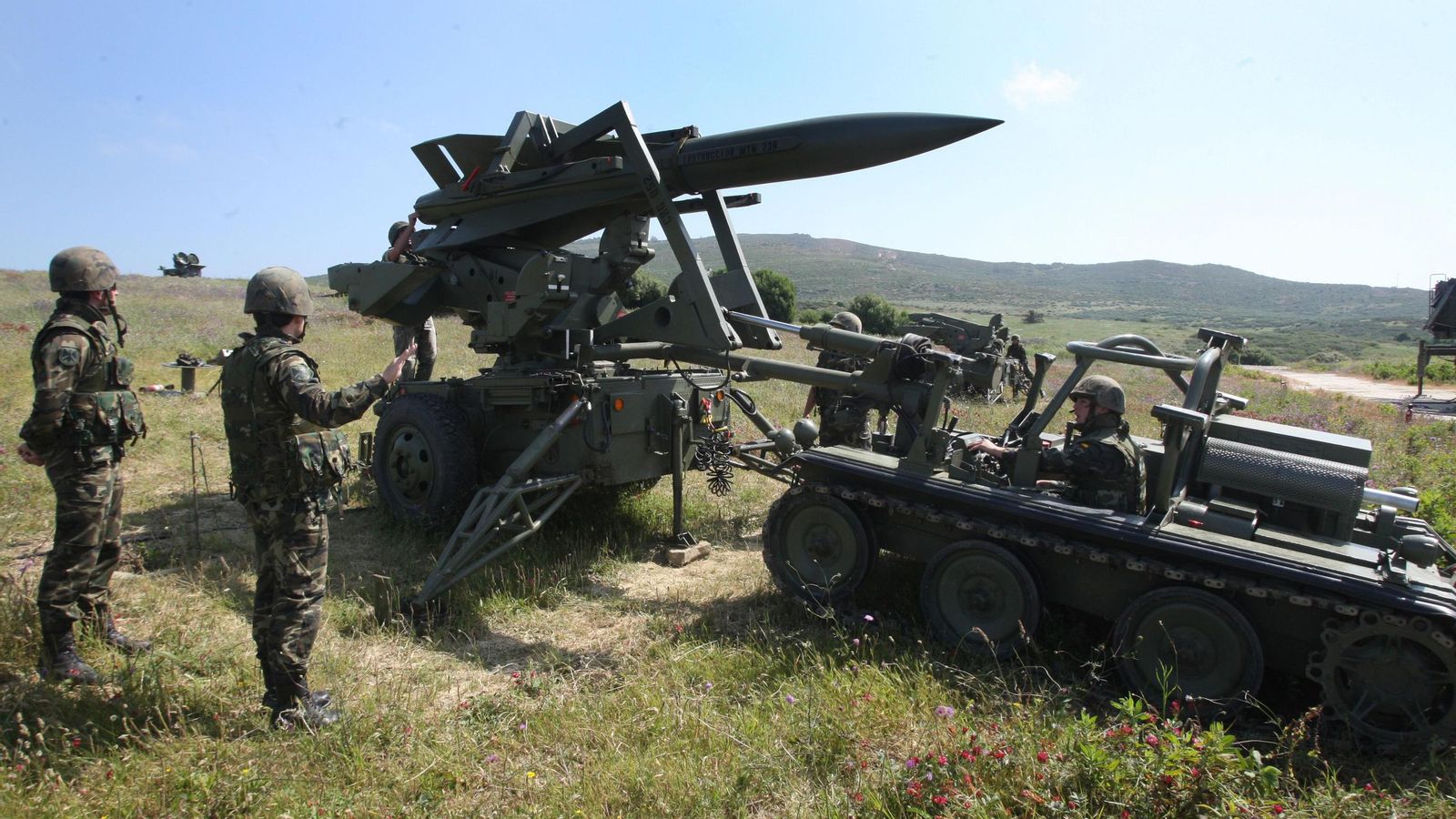 Misil antiaéreo de tipo Hawk, en unas maniobras del Ejército en la provincia de Cádiz.