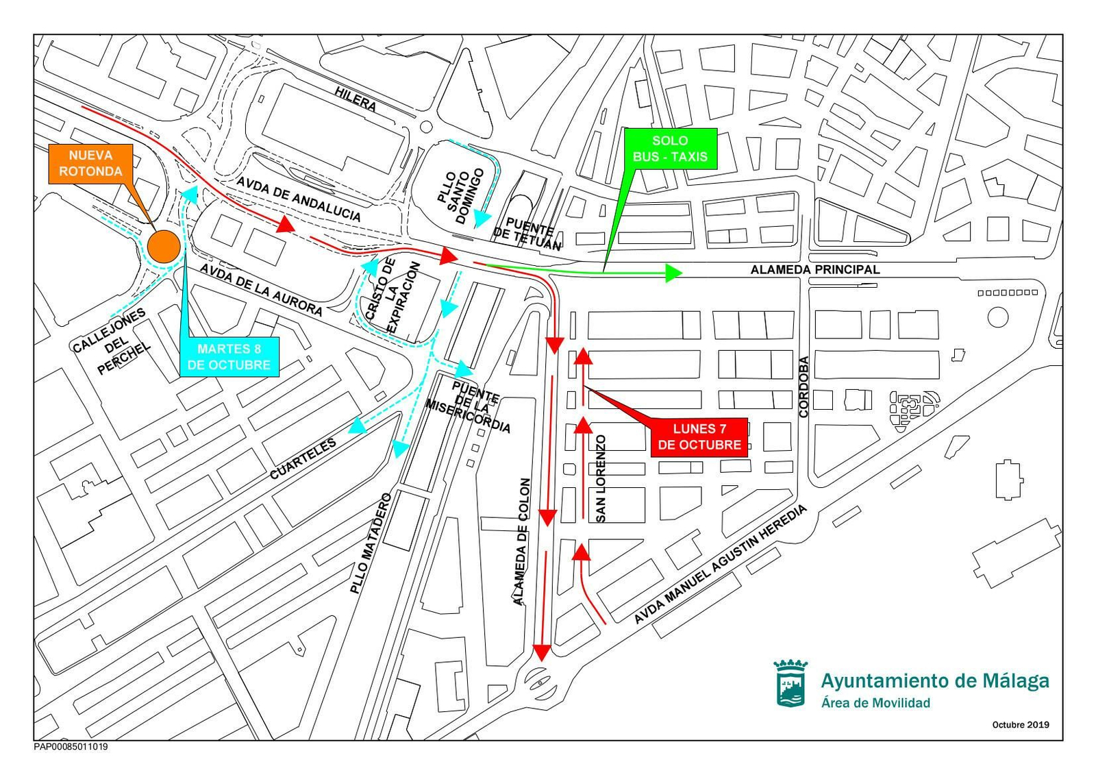 Cambios del tráfico en el centro de Málaga.
