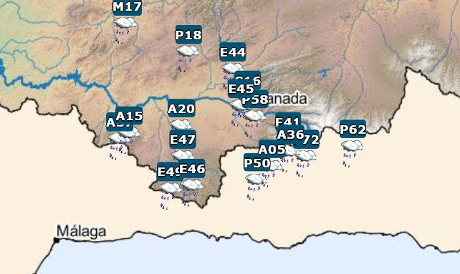 Mapa de precipitaciones de la CHG.
