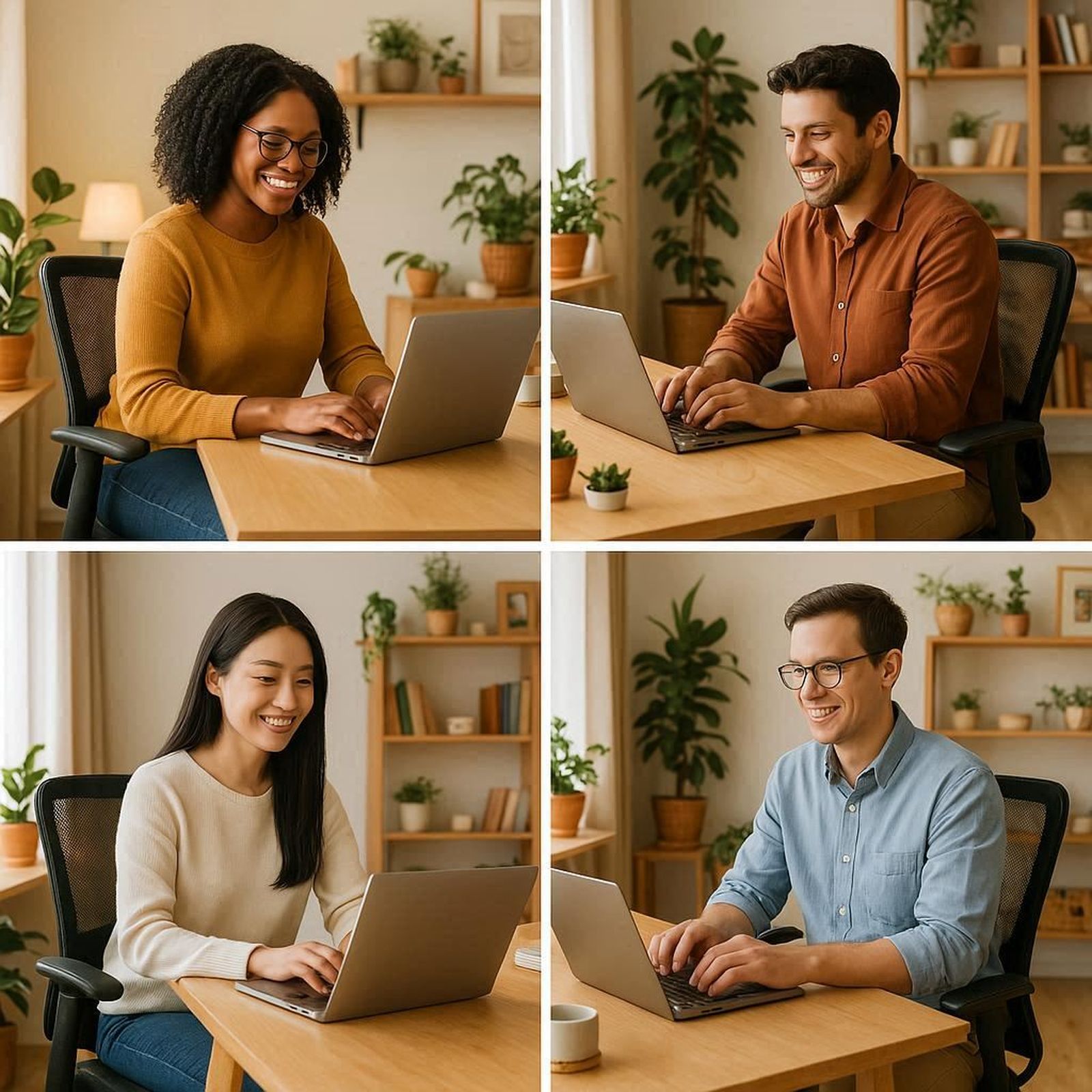 Varias personas teletrabajando.