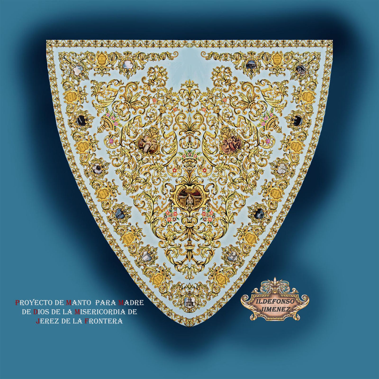 Boceto del manto de Ildefonso Jiménez para Madre de Dios de la Misericordia.