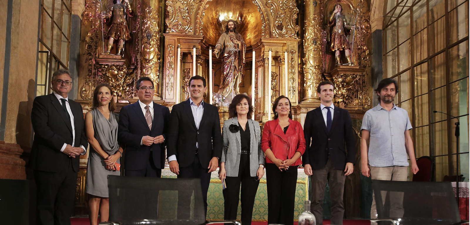 Calvo, Casado, Mayoral y Rivera dialogan en Cádiz sobre la Constitución.