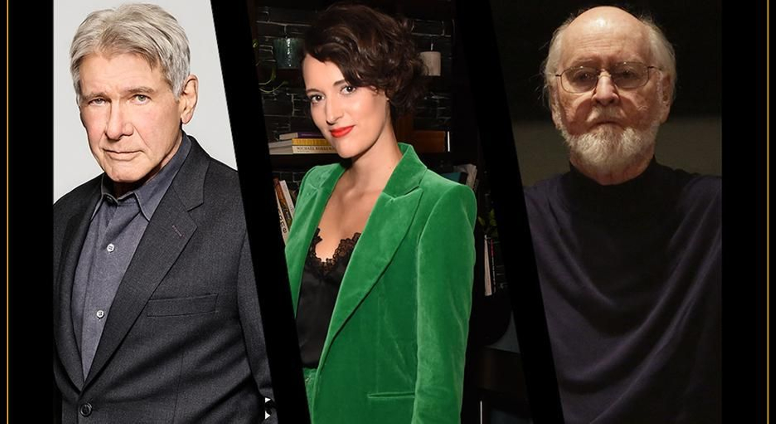 Harrison Ford, Phoebe Waller-Bridge y John Williams. Harrison Ford, Phoebe Waller-Bridge y John Williams.