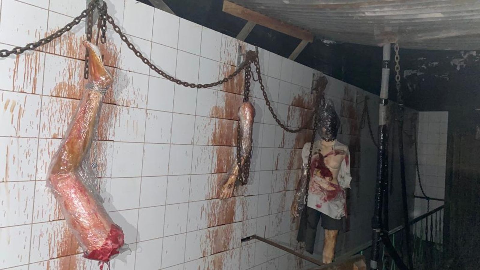 Extremidades colgando interior Mansión del Terror.