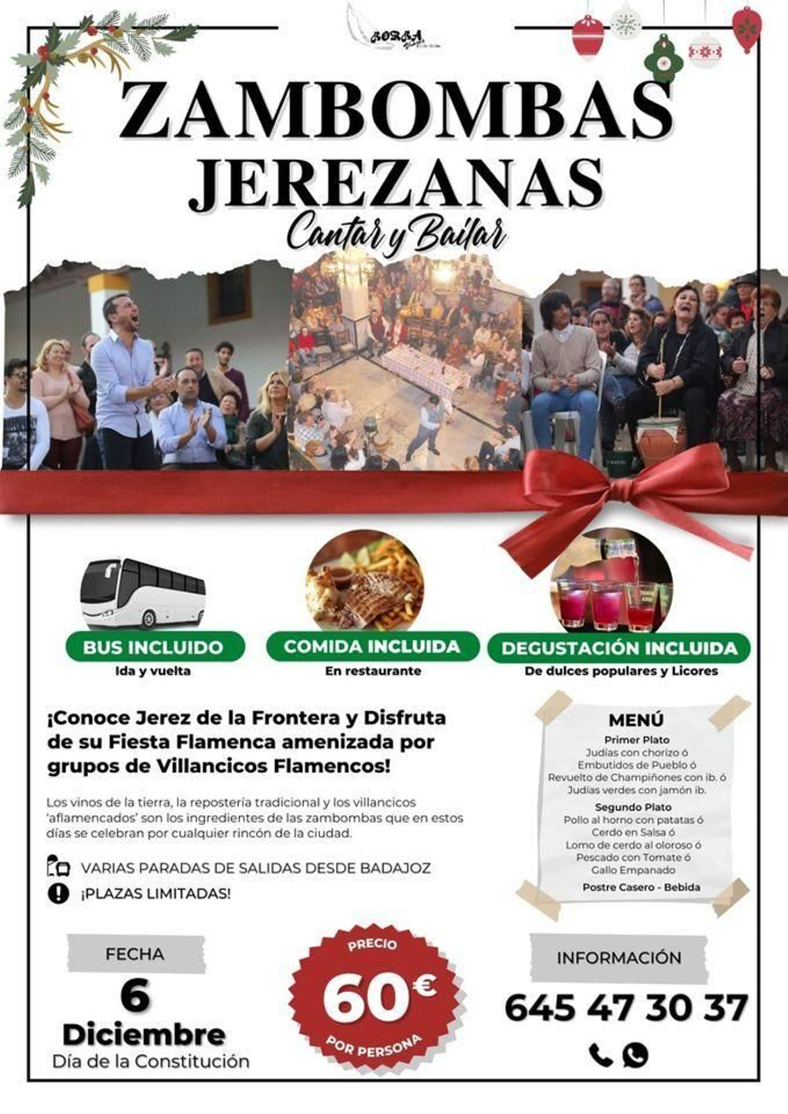 Cartel anunciador de un viaje a Jerez para las zambombas.