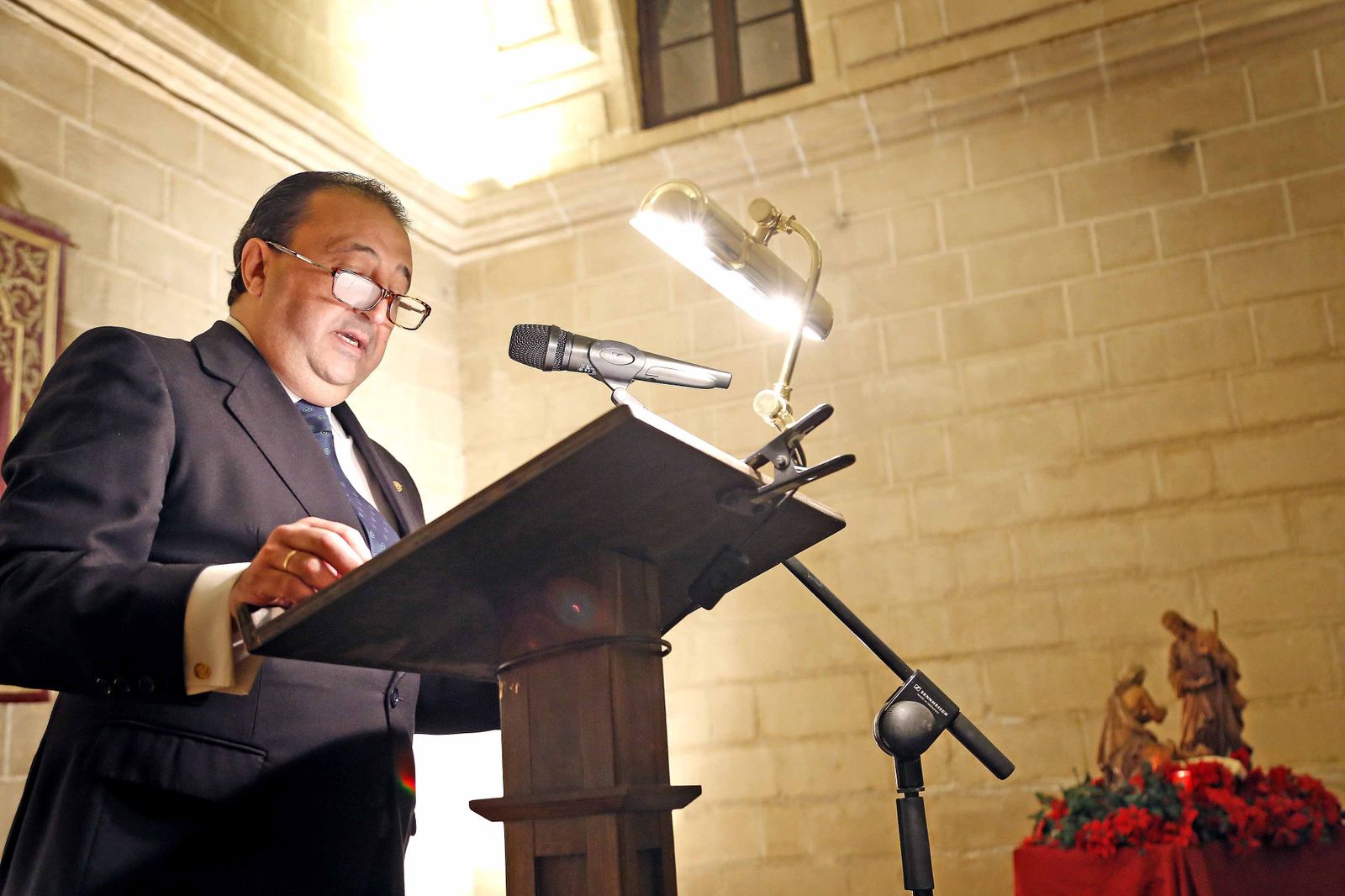 Francisco Zurita, durante el pregón de la Navidad de 2016.