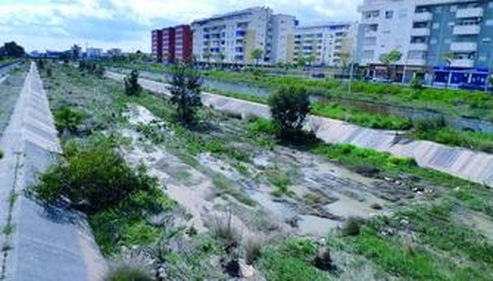 Tramo del Guadalmedina a la altura de la calle Borodin, ayer.