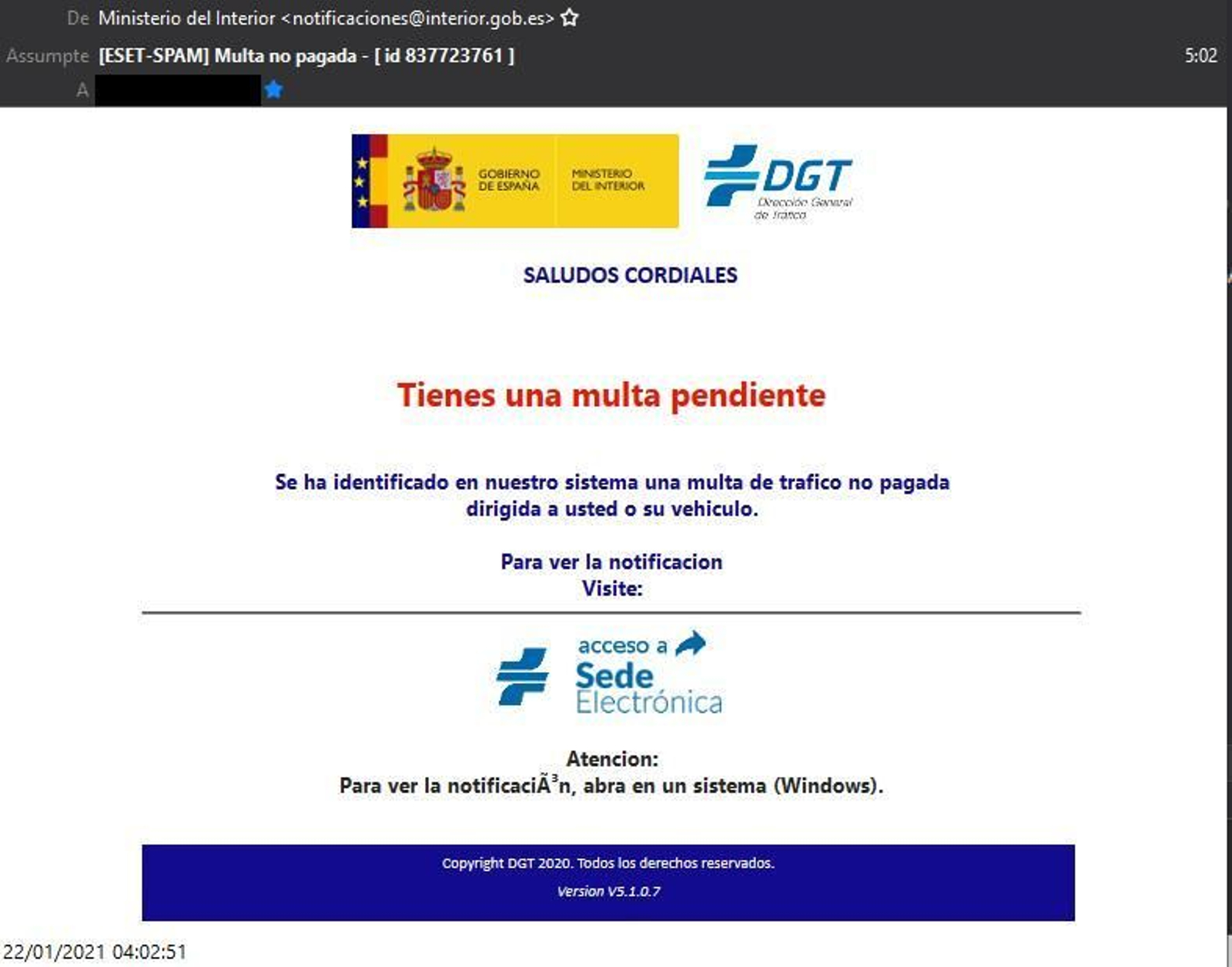 Plantilla usada por los ciberdelincuentes para hacerse con nuestros datos.