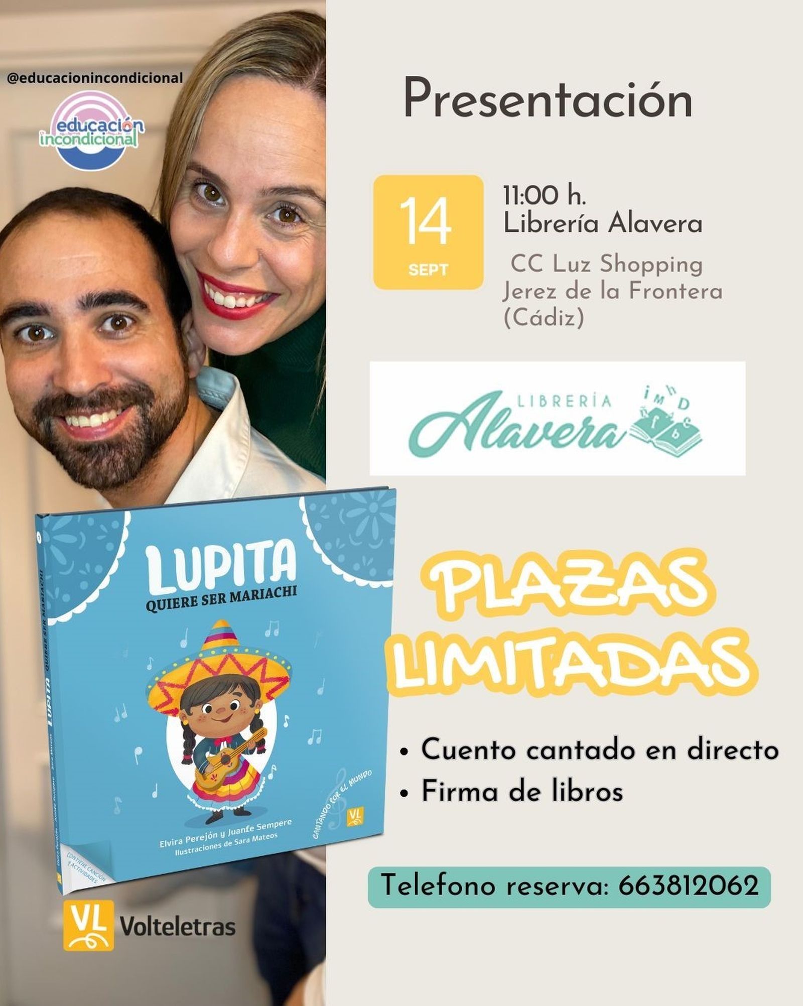 Invitación de la presentación del libro en Jerez.