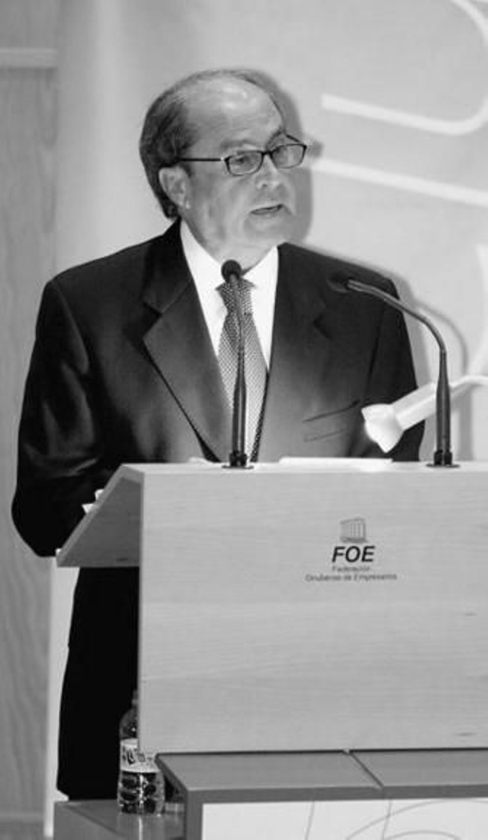 Antonio Ponce, presidente de la FOE, en la Asamblea General de ayer.