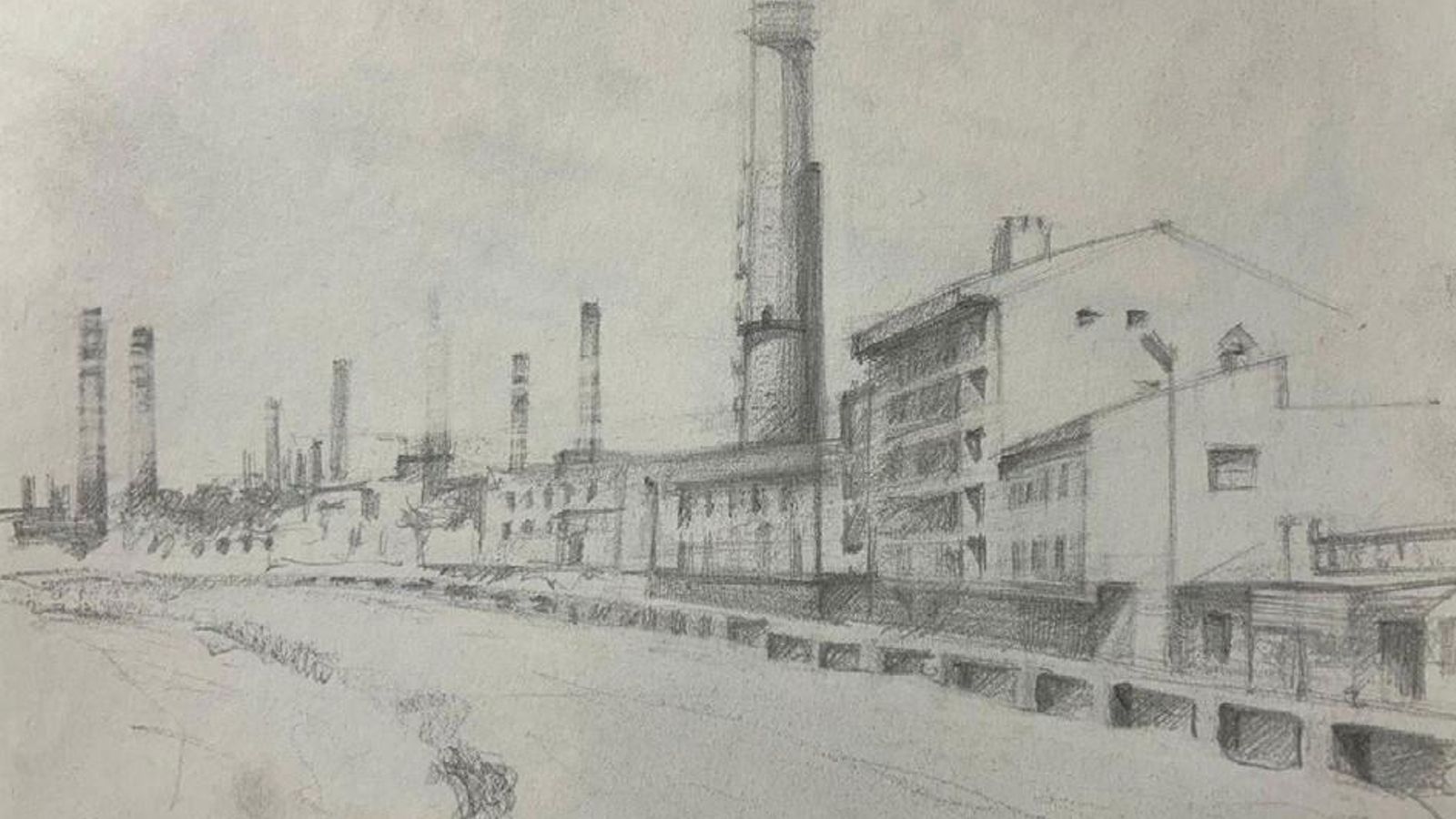 Puente Mayorga. Dibujo original de José María Martínez Murillo.