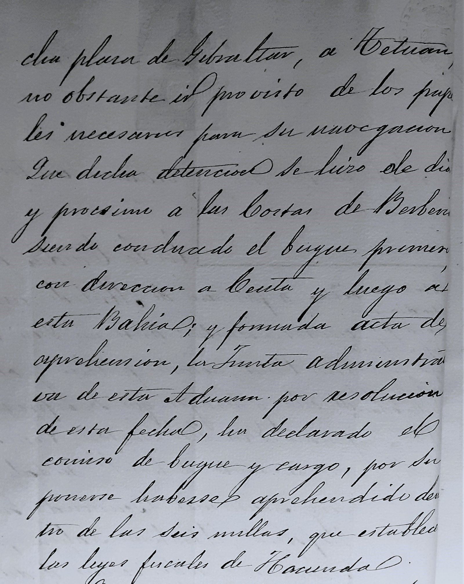 Extracto del acta del falucho Delfin