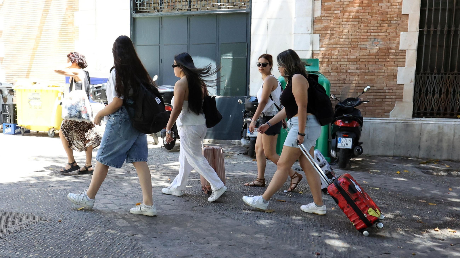Un grupo de turistas en Jerez.