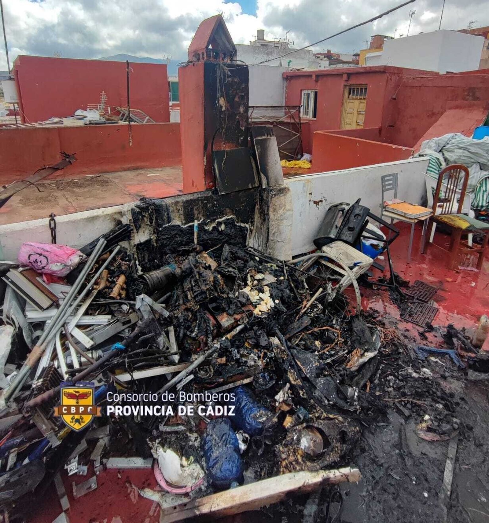 El lugar del incendio, en la calle Santander.