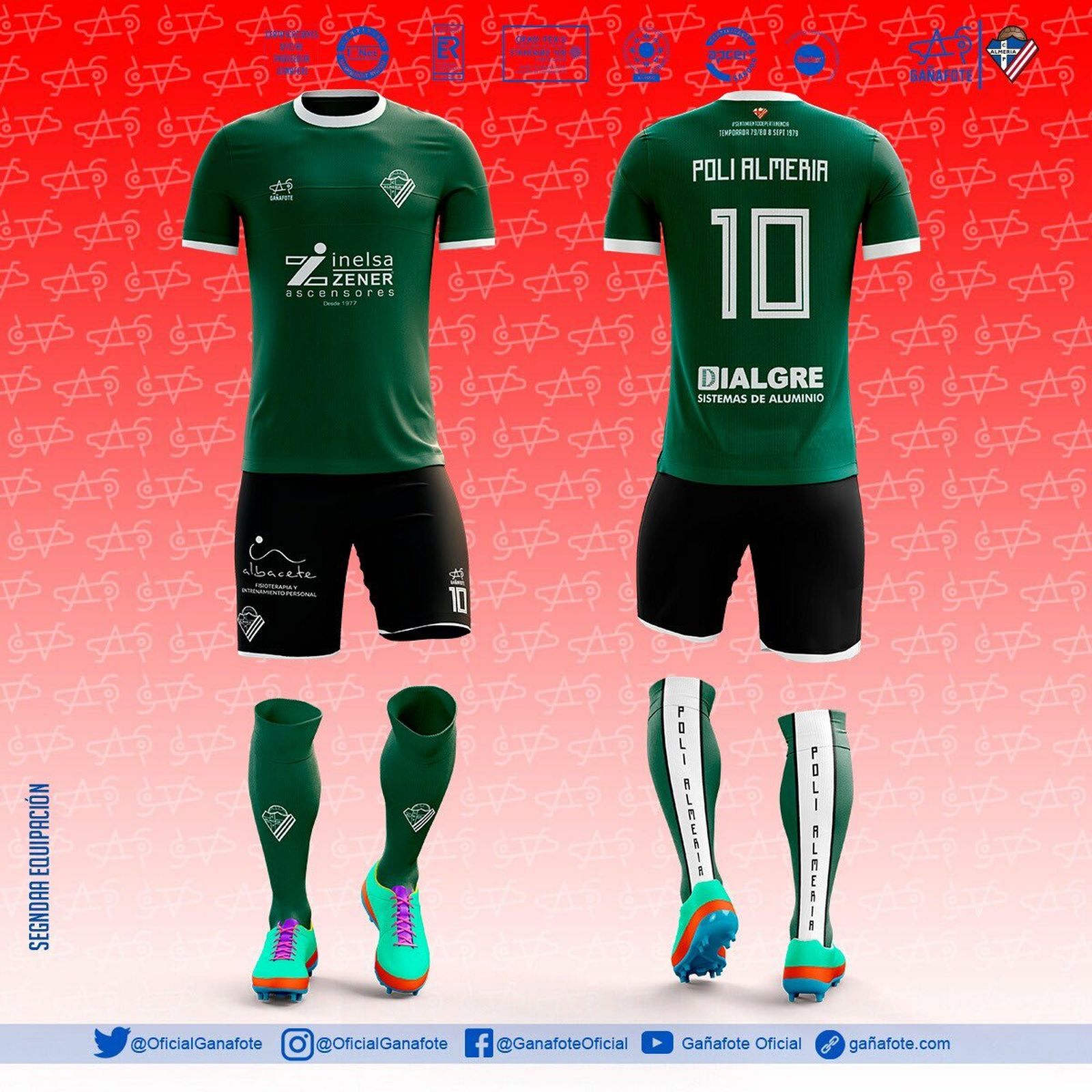 La segunda vestimenta homenajea a la extinta AD Almería