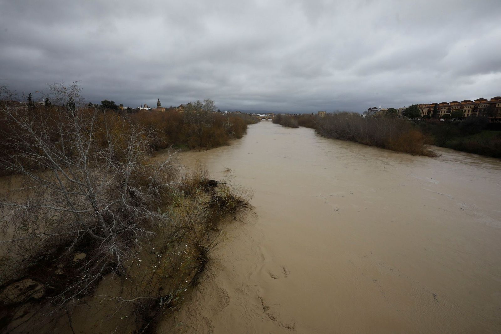 El río Guadalquivir a su paso por Córdoba tras la borrasca Kristin