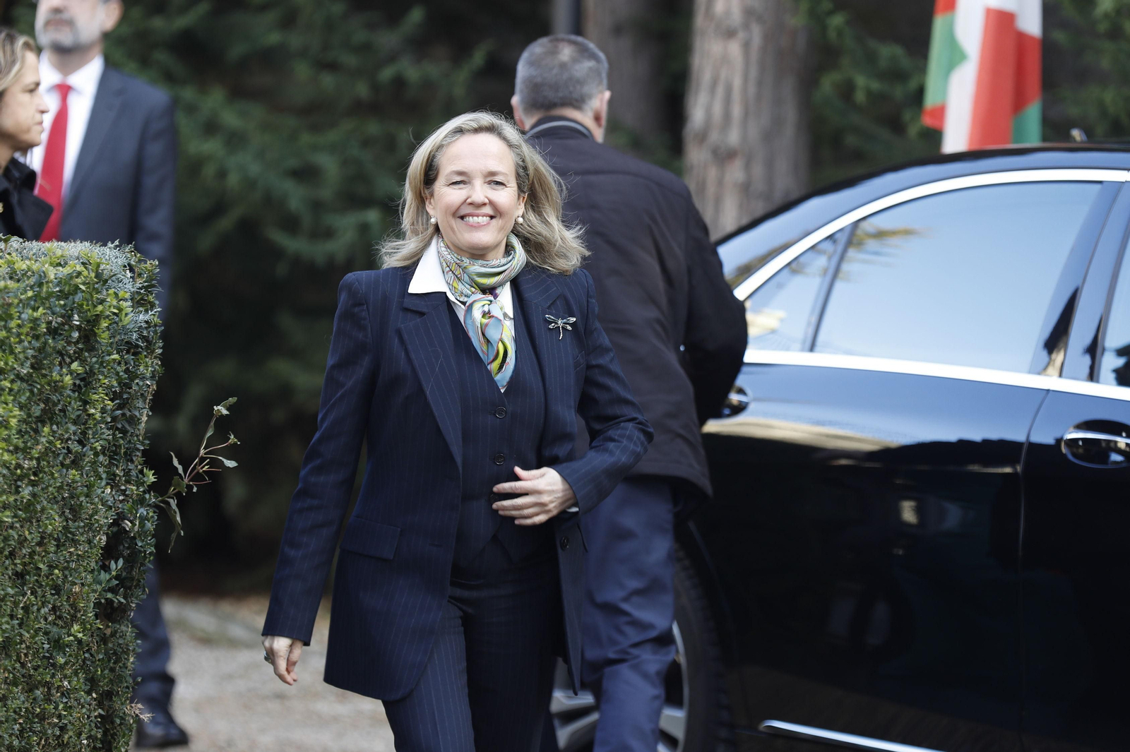 Nadia Calviño, este viernes antes de reunirse con el lehendakari Íñigo Urkullu en Vitoria