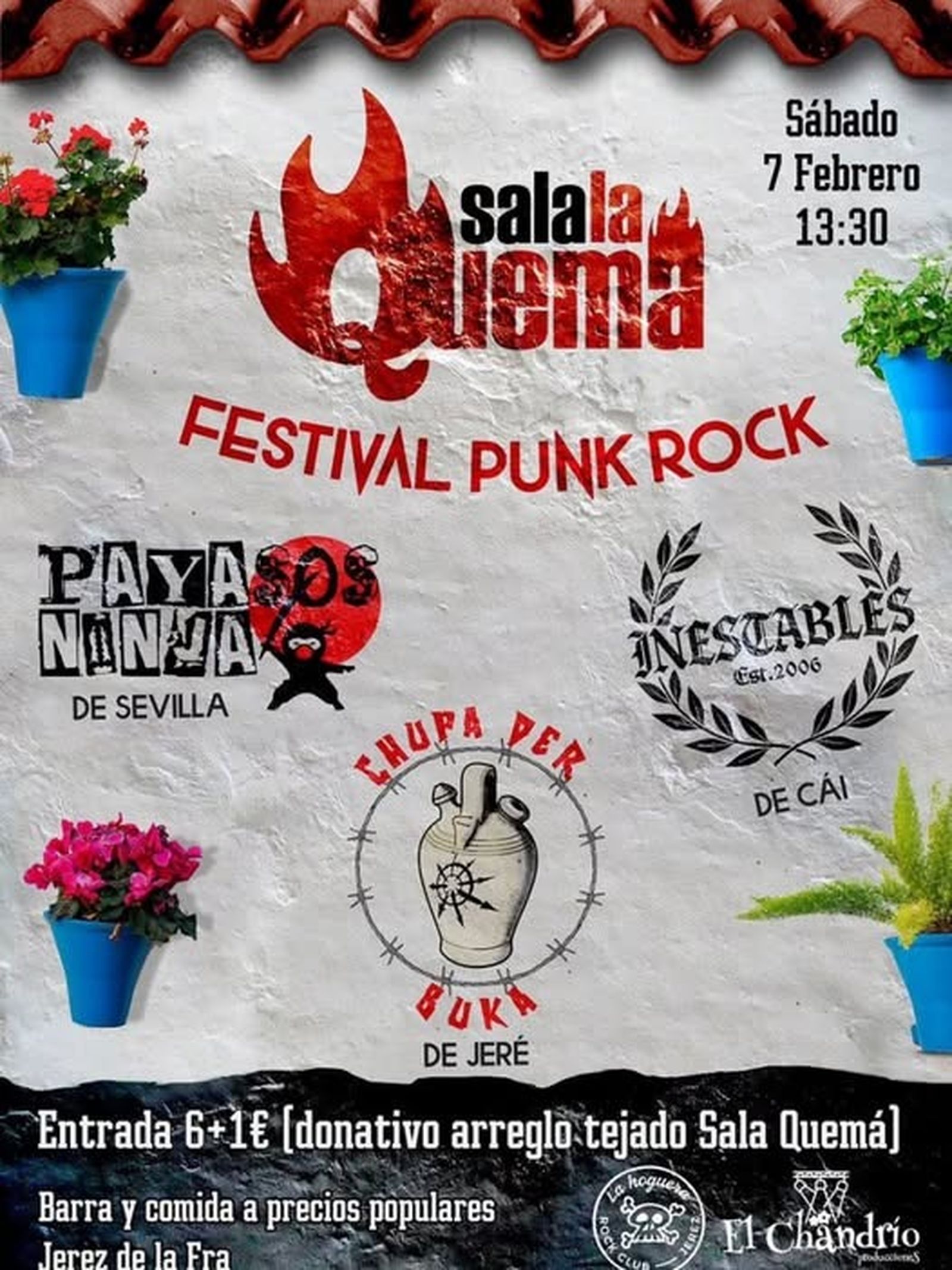 Cartel del festival de punk rock en la sala Quemá