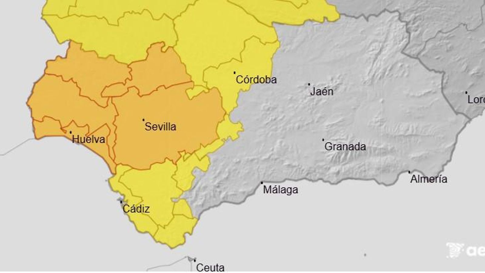 Avisos meteorológicos en Andalucía para la jornada del 29 de octubre