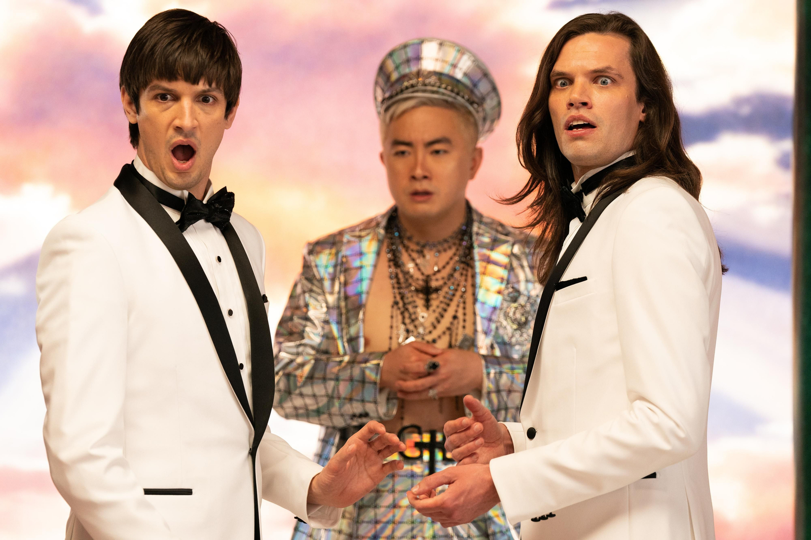 Josh Sharp, Bowen Yang y Aaron Jackson en una imagen de 'Rabos: el musical'.