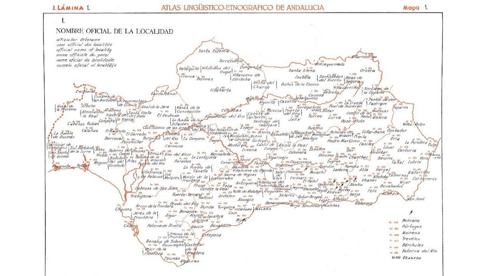 Atlas lingüístico y etnográfica de Andalucía realizado a mediados del siglo pasado.