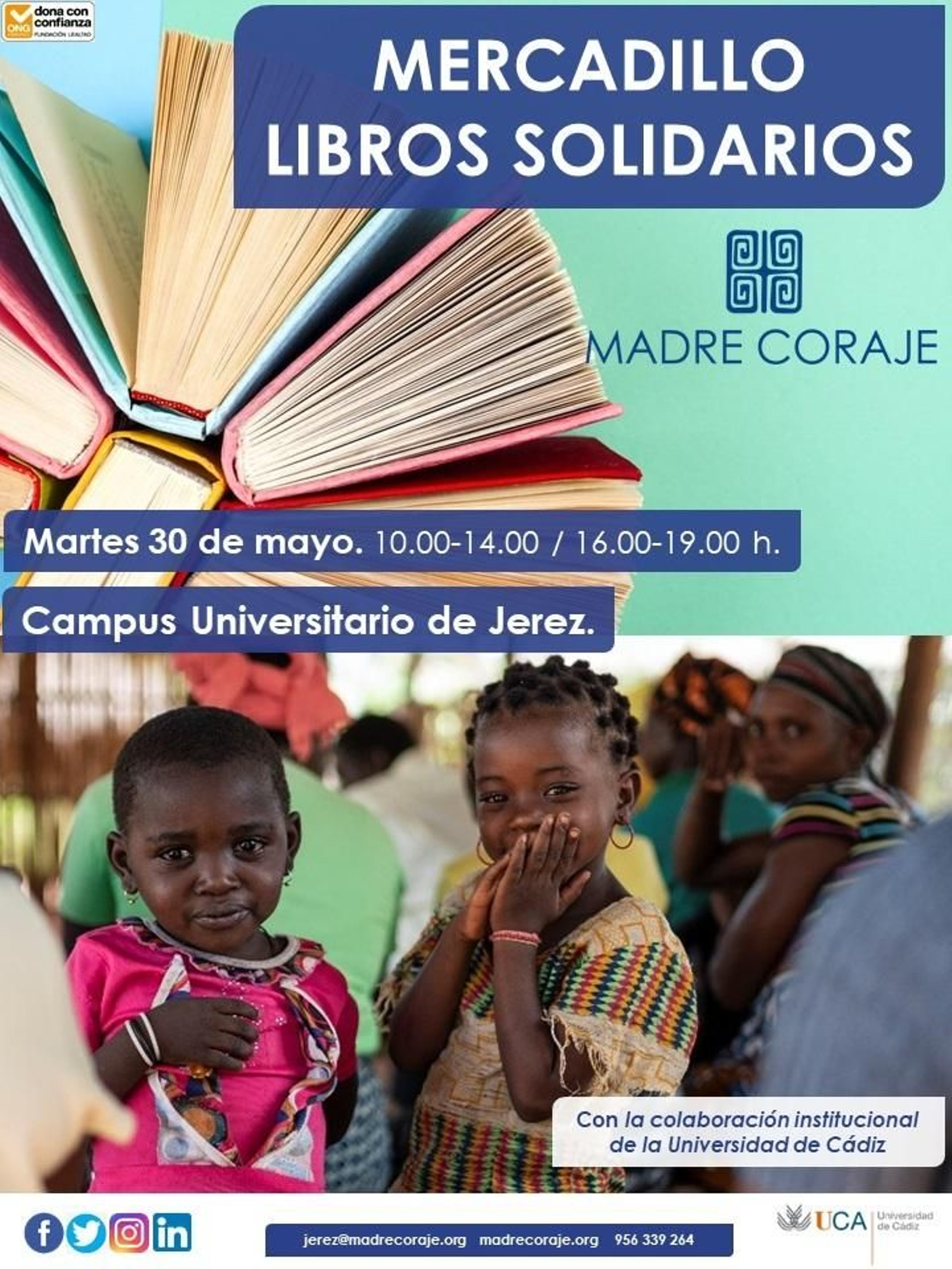 El Campus de Jerez acoge un mercadillo solidario de libros de Madre Coraje