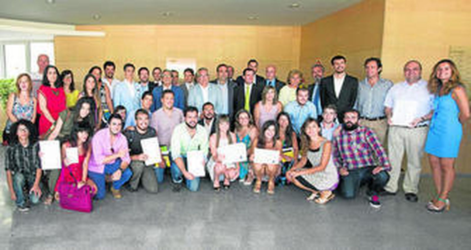 Los premiados, ayer.