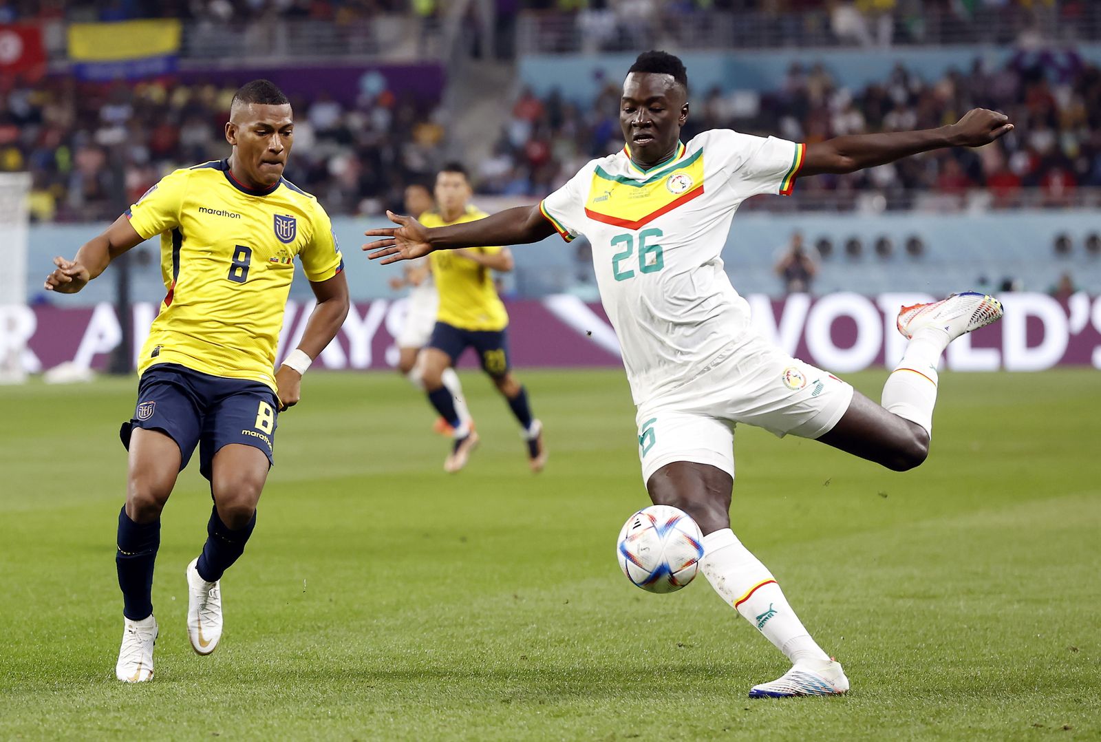 Pape Gueye con la elástica de Senegal en el duelo ante Ecuador