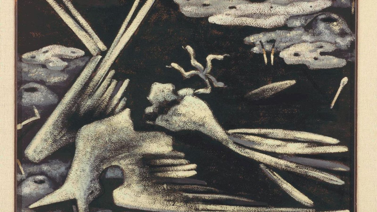 Fragmento de 'Grajo y excremento', óleo sobre lienzo de Maruja Mallo. 1931