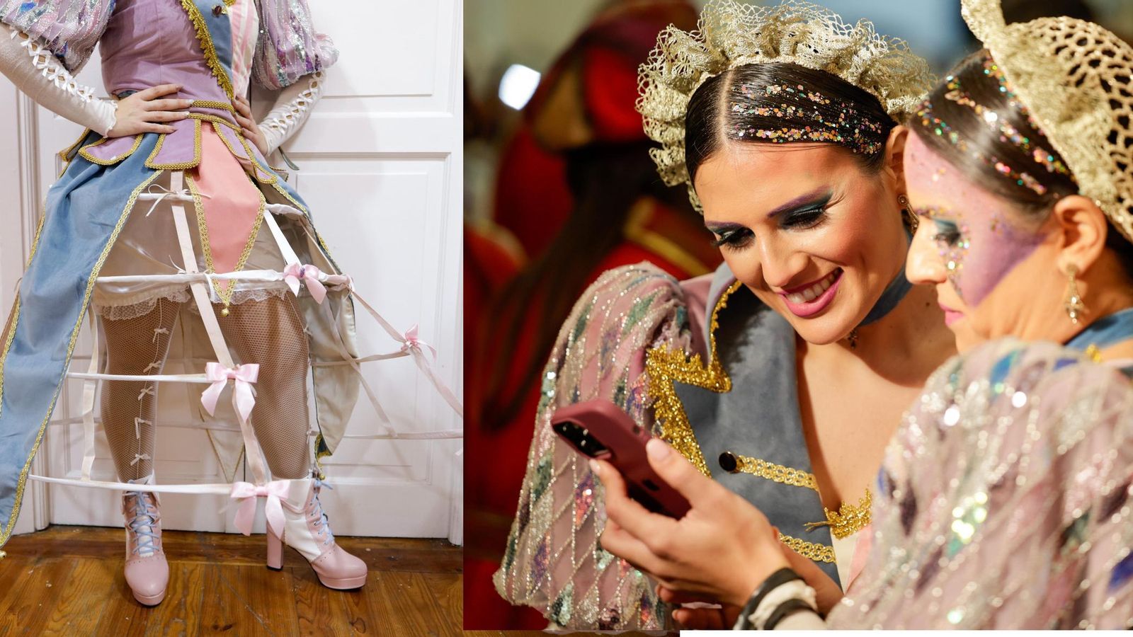 Detalles del miriñaque, de las madroñeras y de la chaqueta del coro 'Cádiz, el show'