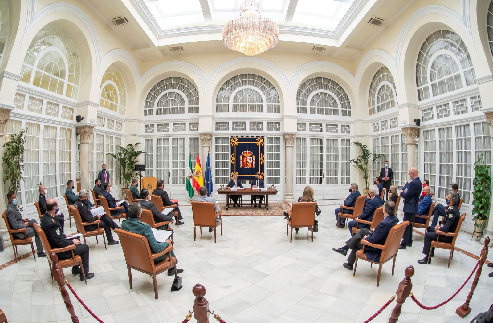 Reunión del plan de seguridad de la Eurocopa en la Delegación del Gobierno en Andalucía.