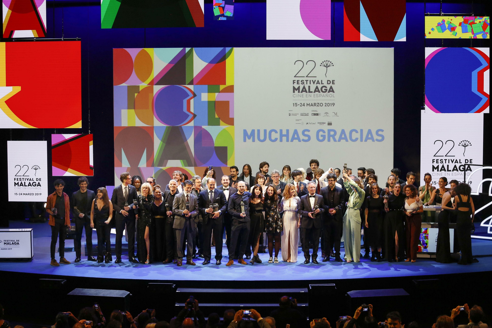 Los premiados en la pasada edición del Festival de Málaga, en la gala de clausura.
